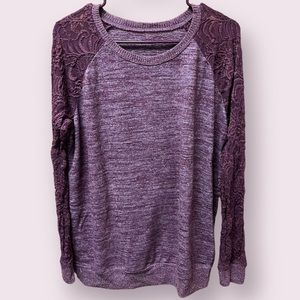 Torrid, Super Soft Sweater with Lace Sleeves, Maroon, Size 1X